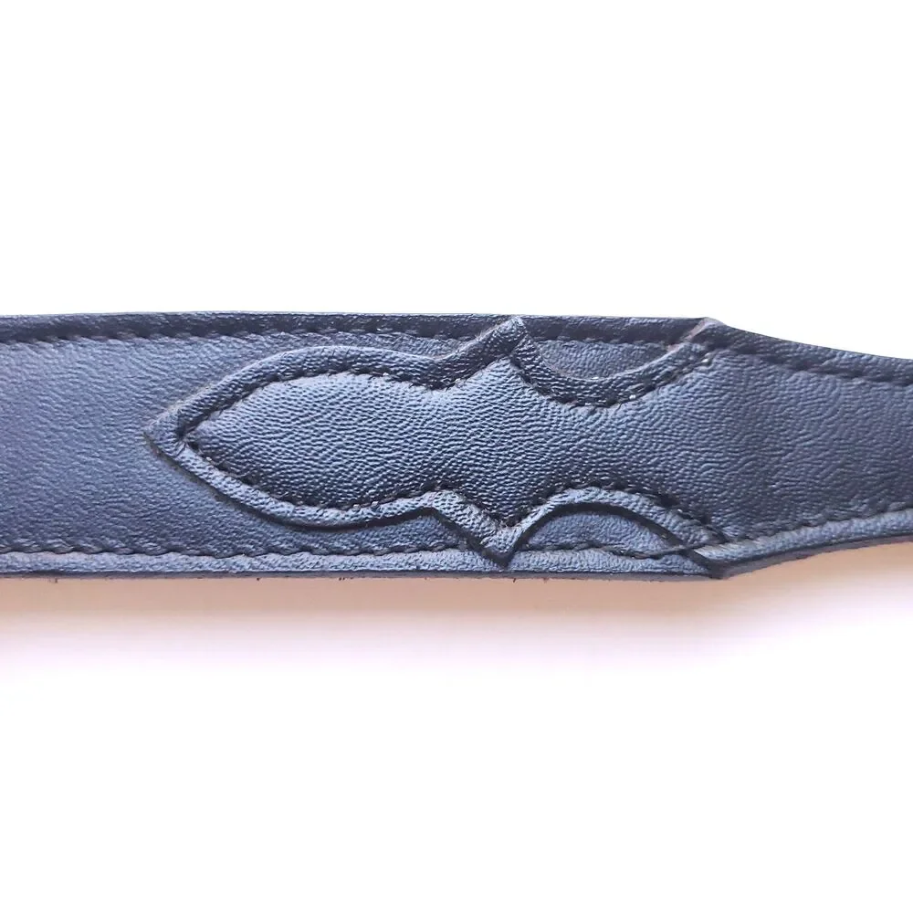 Nocona Belt Co Black Leather Belt 36 Silvertone Buckle Western Cowboy 1 1/8